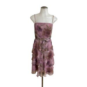 NWT.S.L.Fashion.Women tiered printed bolero JKT dress‎ pink color size 10